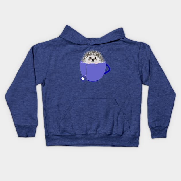 Chanukah Tea Cup Hedgehog Kids Hoodie by Theokotos